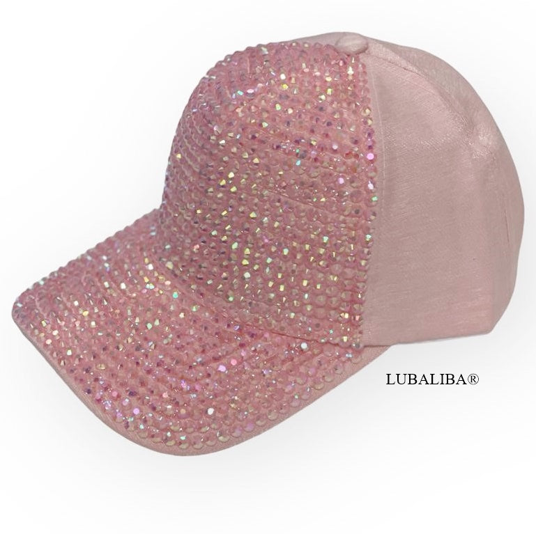 Casquette élégante en strass - rose